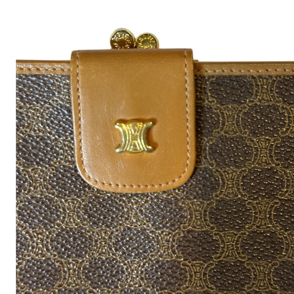 Celine Monogram Brown and Tan Wallet kiss lock opener. - Picture 7 of 16